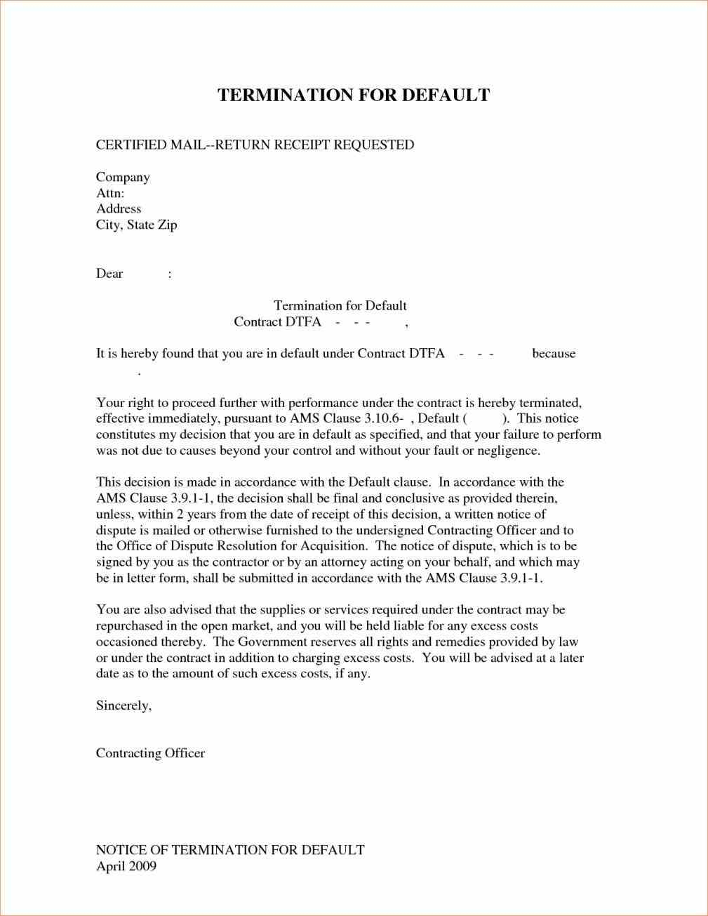 Default Notice Template - withfasr Intended For Notice Of Default Letter Template